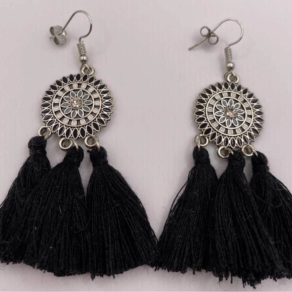 Elegant or Fun Funky Black Tassel Earrings